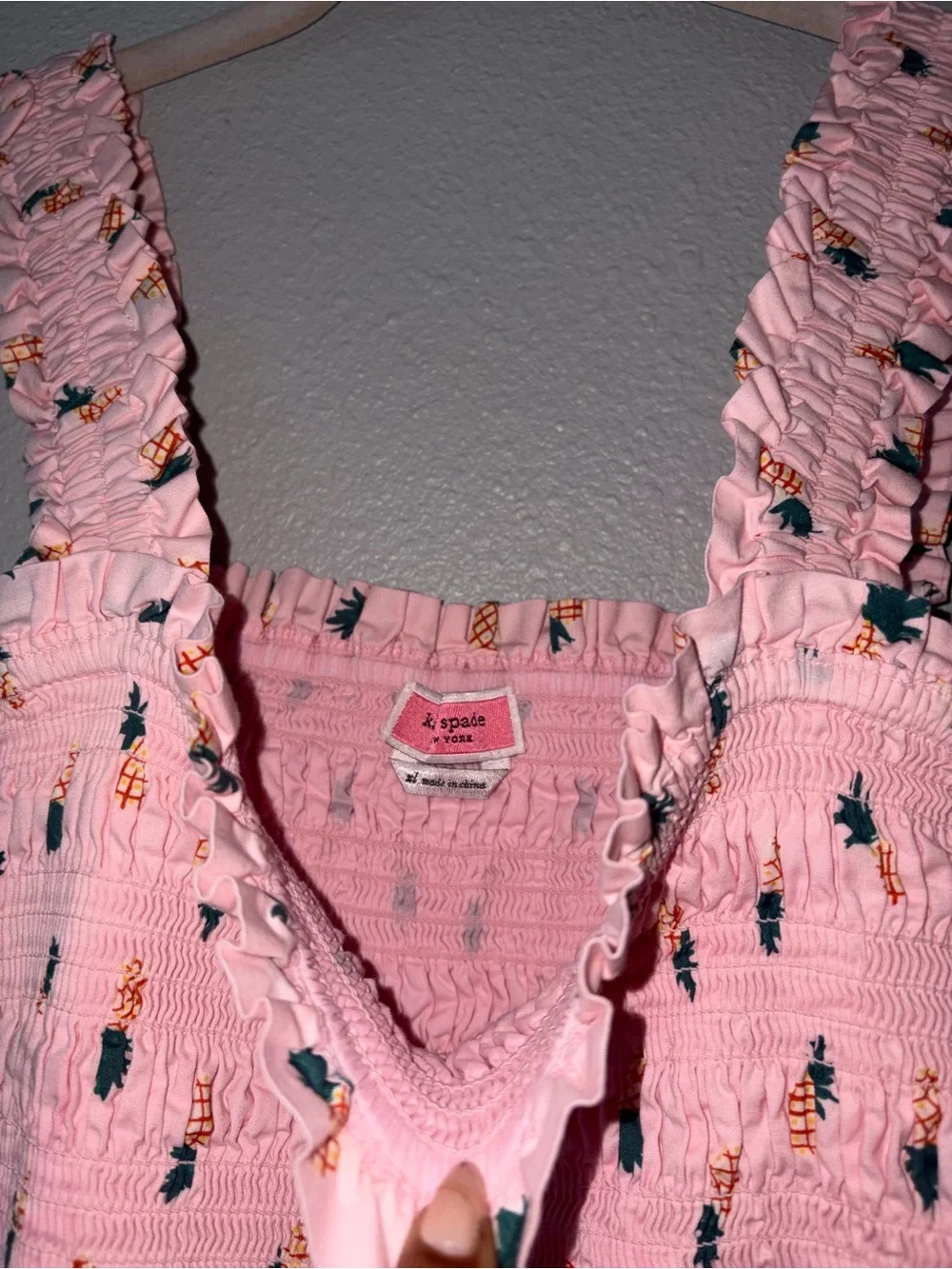 KATE SPADE | Pink Pineapple Smock Shirt XL